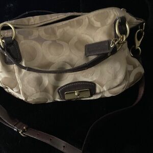 Coach Tan and Brown Shoulder Bag